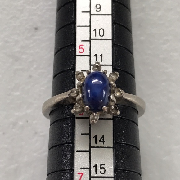 10k White Gold Star Burst Sapphire Ring PSCO - Picture 2 of 10